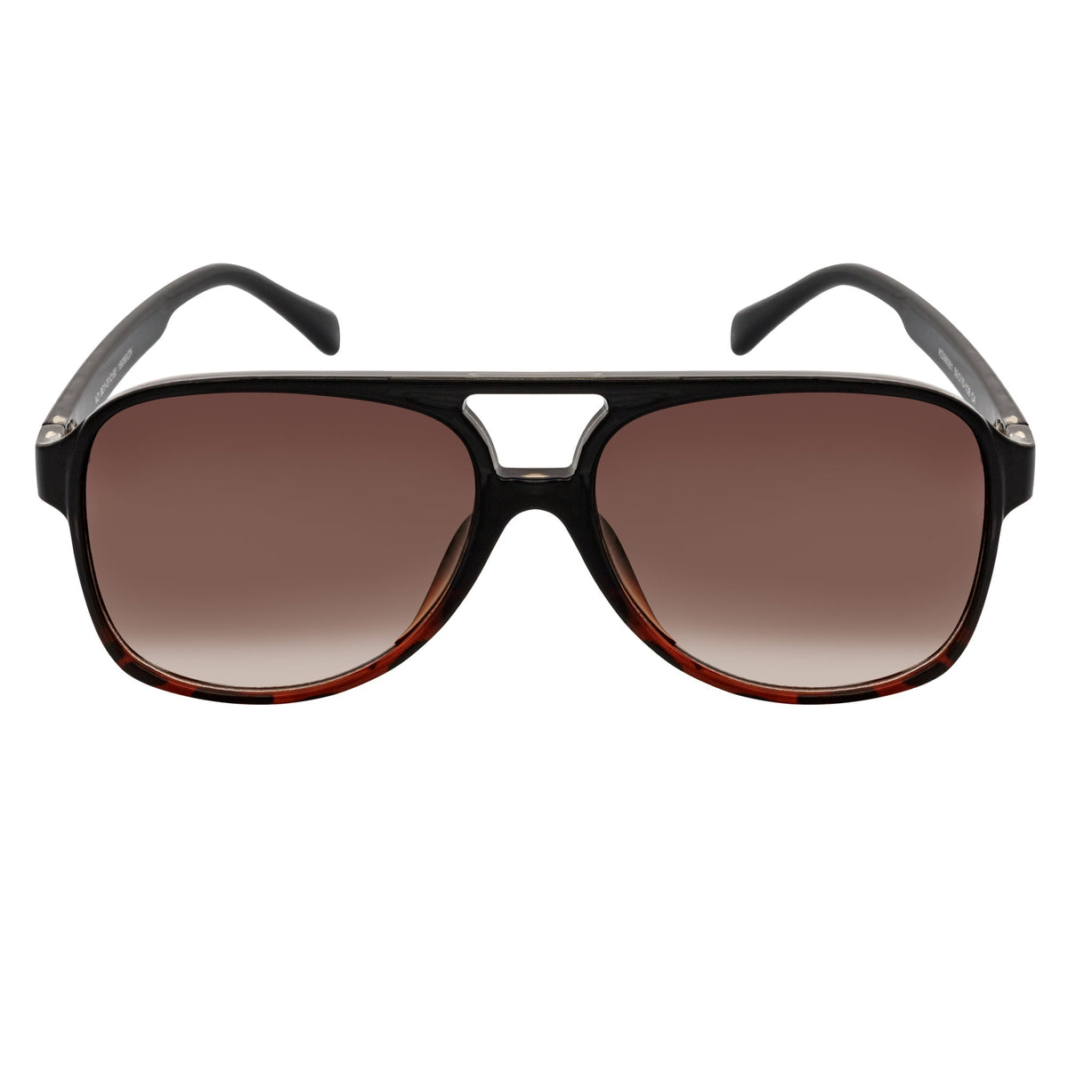 BRASCO - Large Flat Top Aviator Sunglasses Black-Tortoise Amber Fade-2