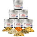 Breakfast and brunch gourmet seasoning six piece set with all natural ingredients in magnetic tins