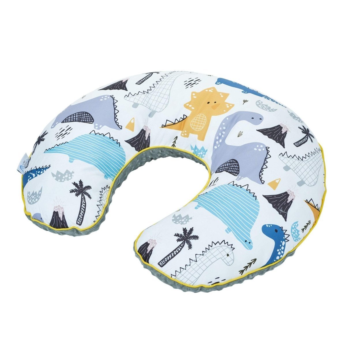 Dino print C-shape nursing pillow with breathable cotton cover for breastfeeding and maternity support — view 4