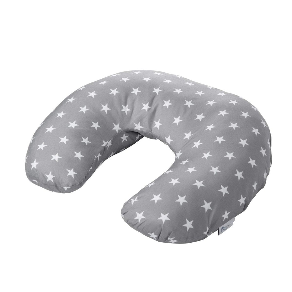 Grey star maternity nursing pillow with soft breathable cotton cover and ergonomic C-shape contoured design — view 4