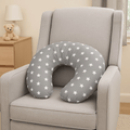 Grey star maternity nursing pillow with soft breathable cotton cover and ergonomic C-shape contoured design