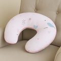 Pixie print maternity nursing pillow with an ergonomic C-shape and washable cotton cover