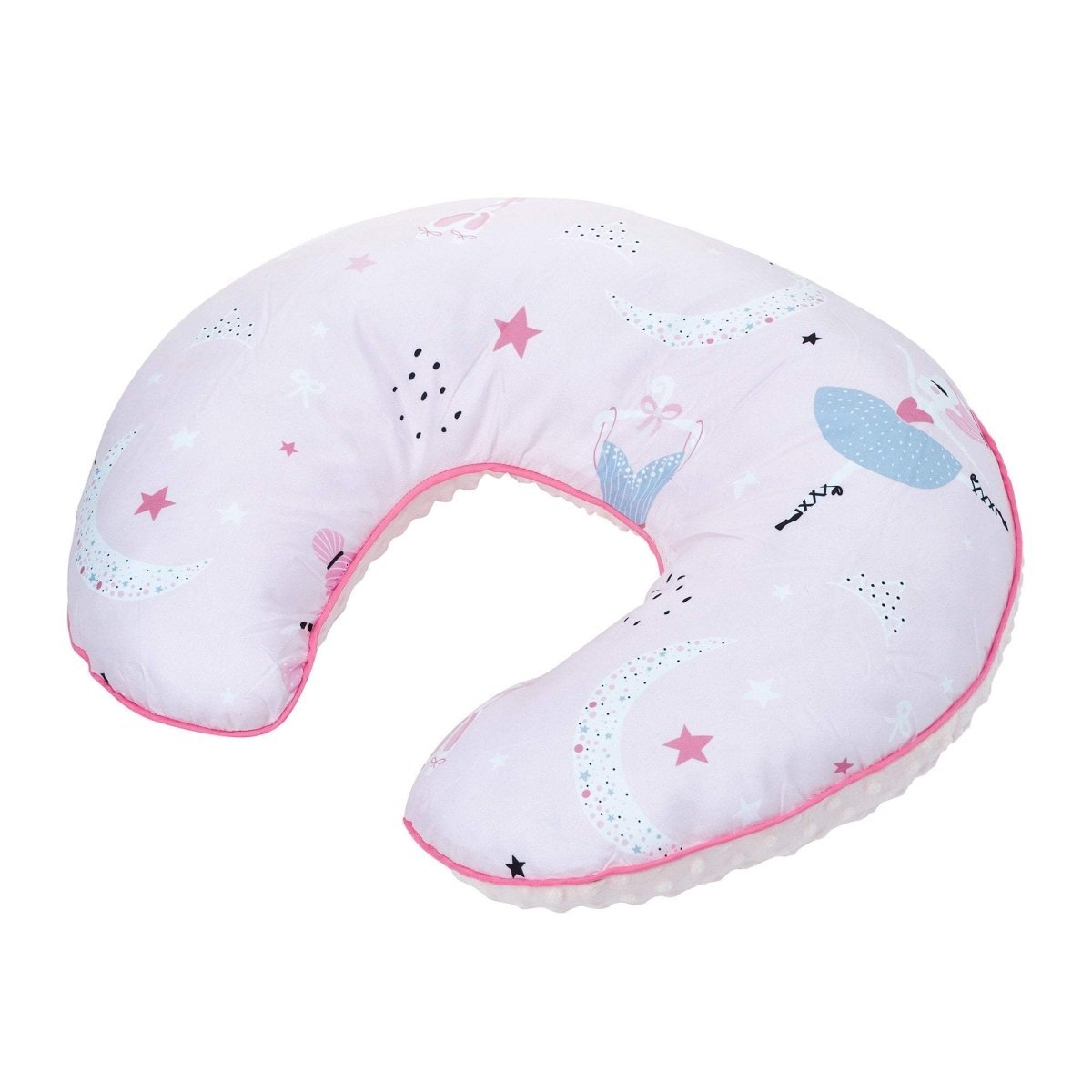 Pixie print maternity nursing pillow with an ergonomic C-shape and washable cotton cover — view 4