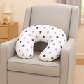 C-shaped maternity nursing pillow featuring a cotton cover with a silver twinkle star pattern