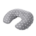 Light grey nursing pillow cover with white stars made of soft breathable fabric