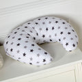 Silver twinkle breastfeeding nursing pillow cover featuring a delicate star pattern and soft, comfortable fabric