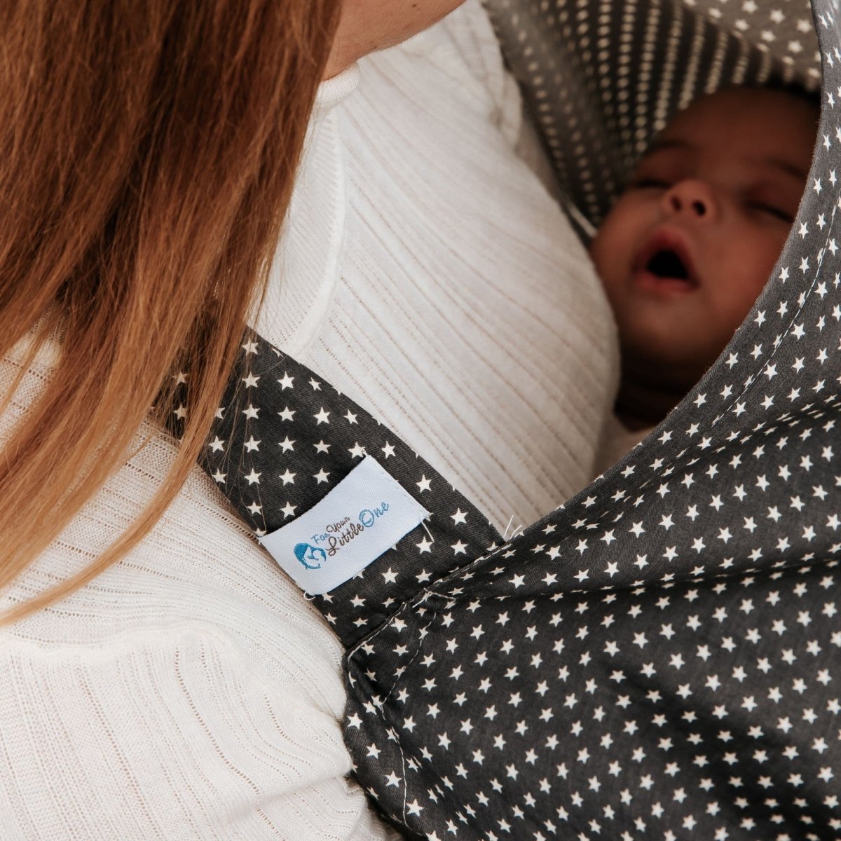 White stars breastfeeding apron made of lightweight cotton with an adjustable boned neckline — view 2