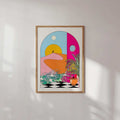Brighter Days Ahead art print featuring a coastal sun and sea illustration on poster paper