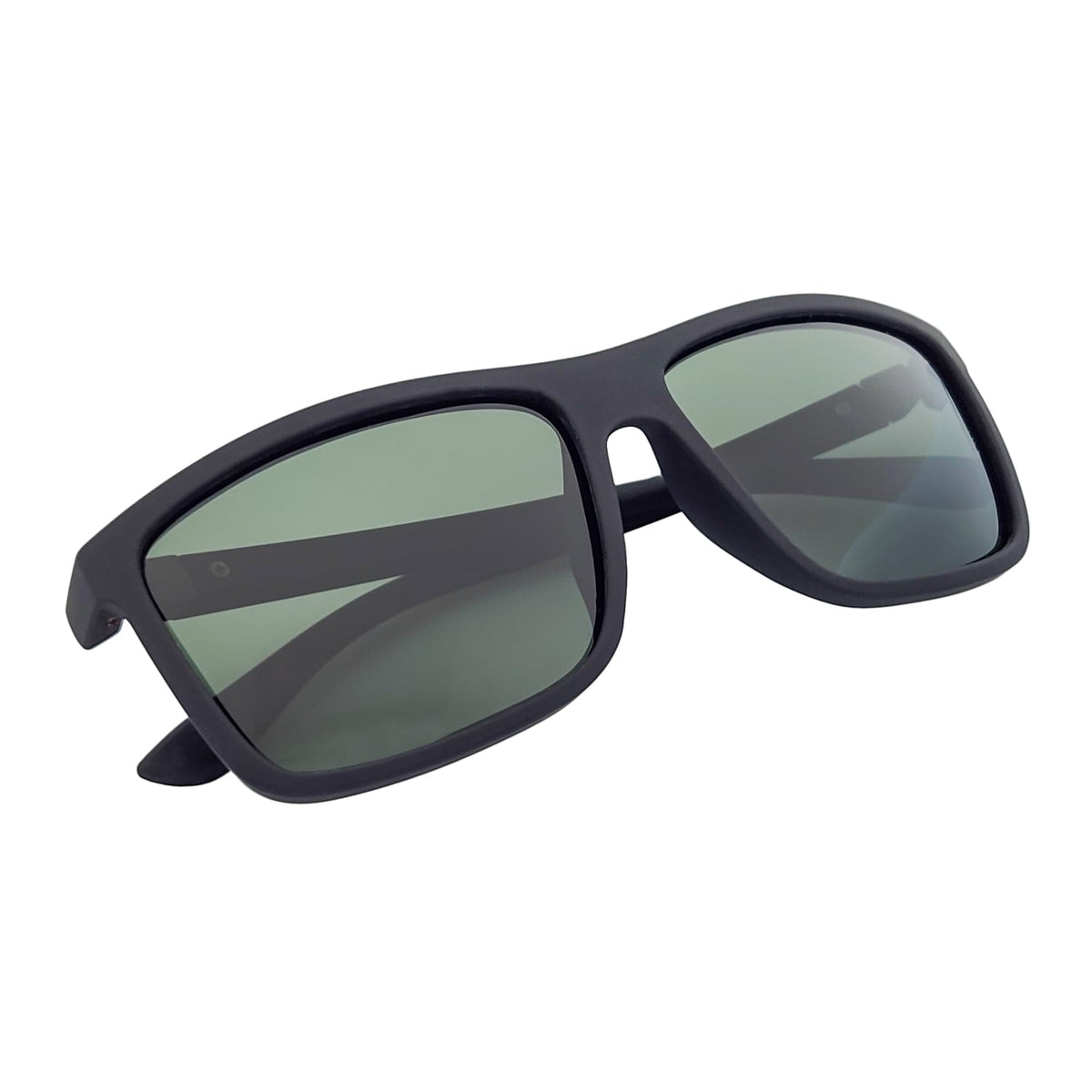 BRISTOL - Polarized Rectangle Sunglasses Soft Matte Black Green-3