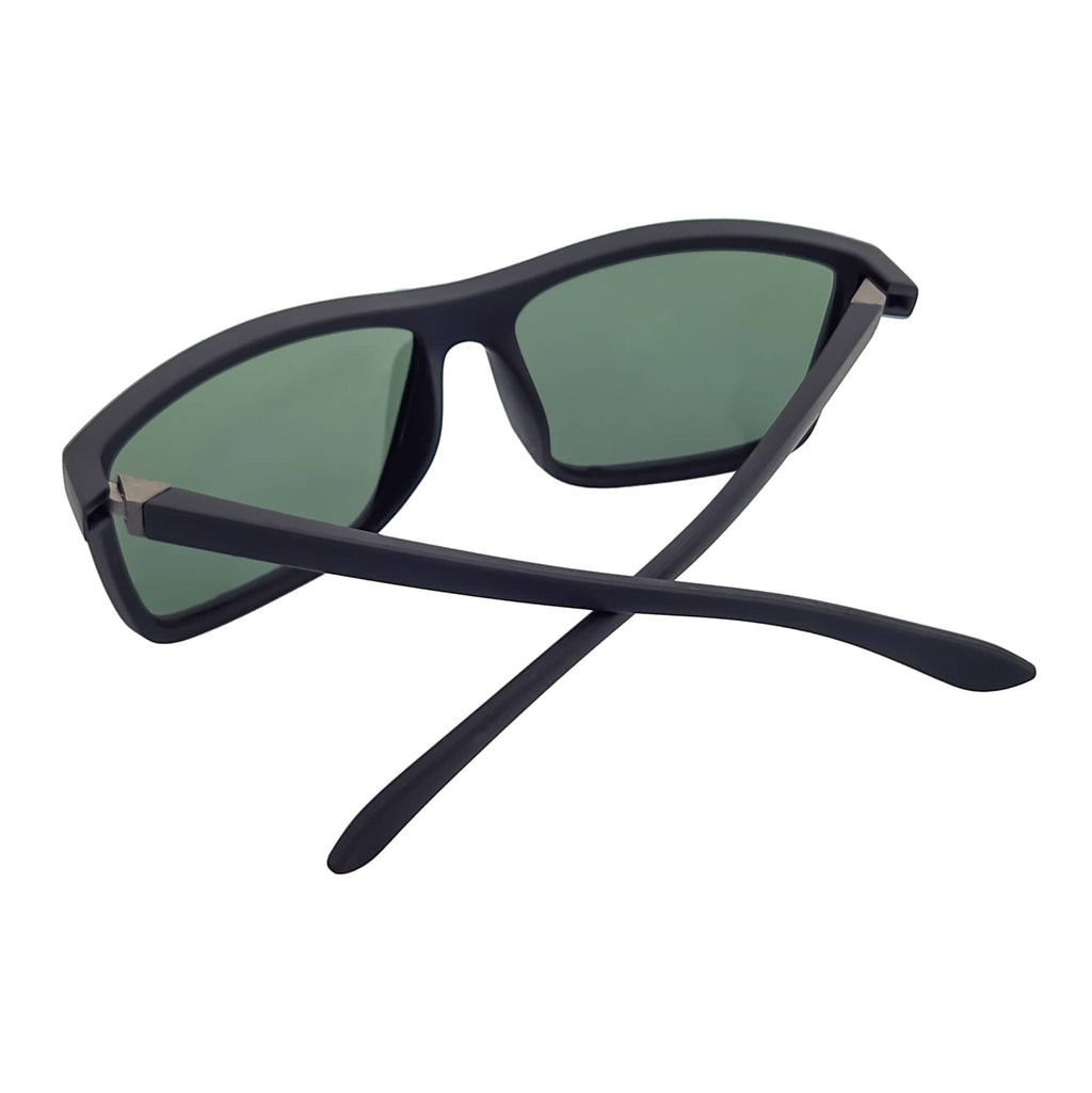 BRISTOL - Polarized Rectangle Sunglasses Soft Matte Black Green-4