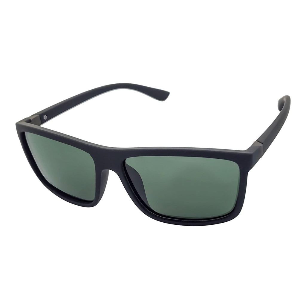 BRISTOL - Polarized Rectangle Sunglasses Soft Matte Black Green-1