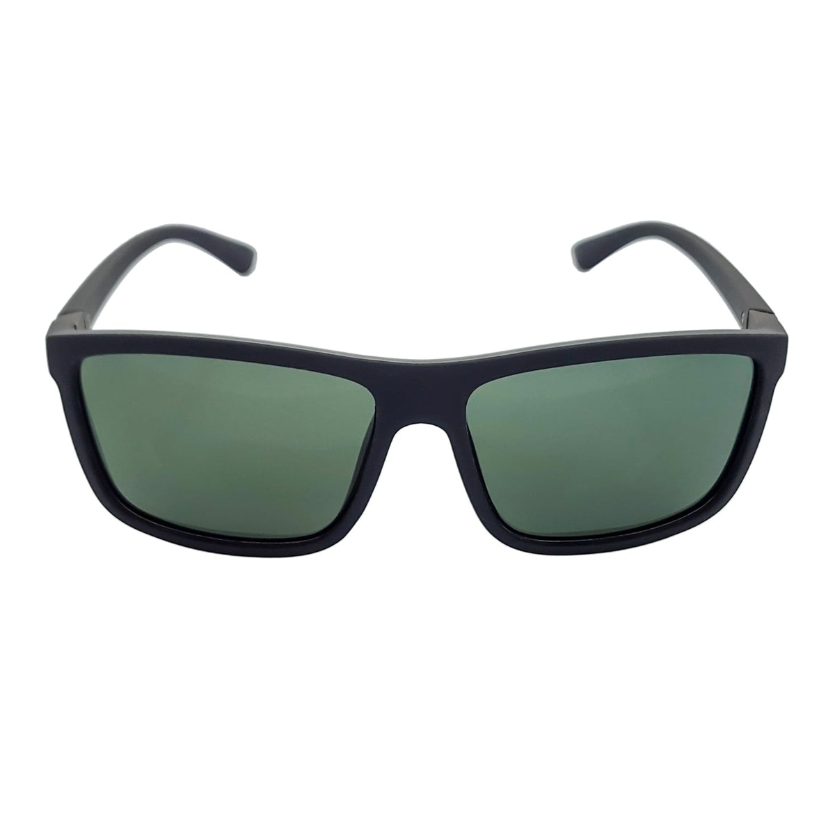 BRISTOL - Polarized Rectangle Sunglasses Soft Matte Black Green-2