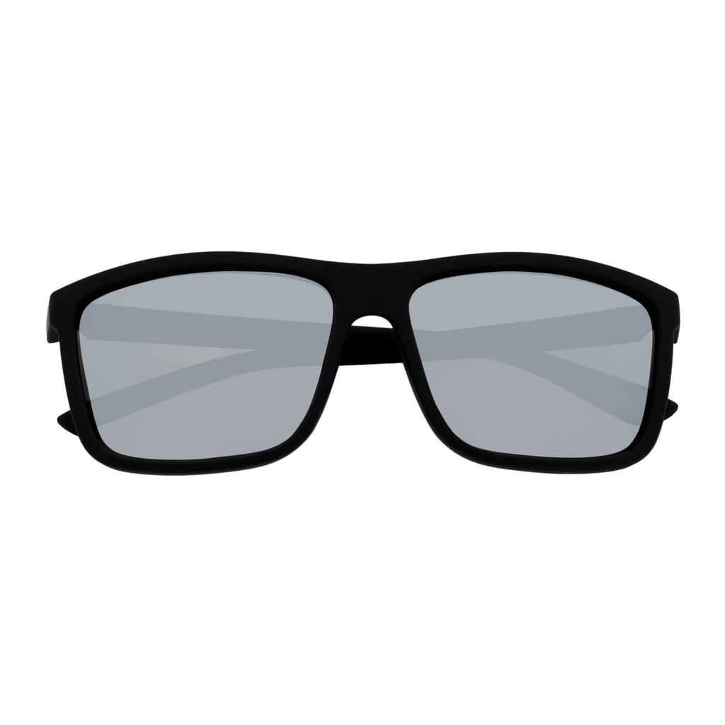 BRISTOL - Polarized Rectangle Sunglasses Soft Matte Black Silver Mirror-0