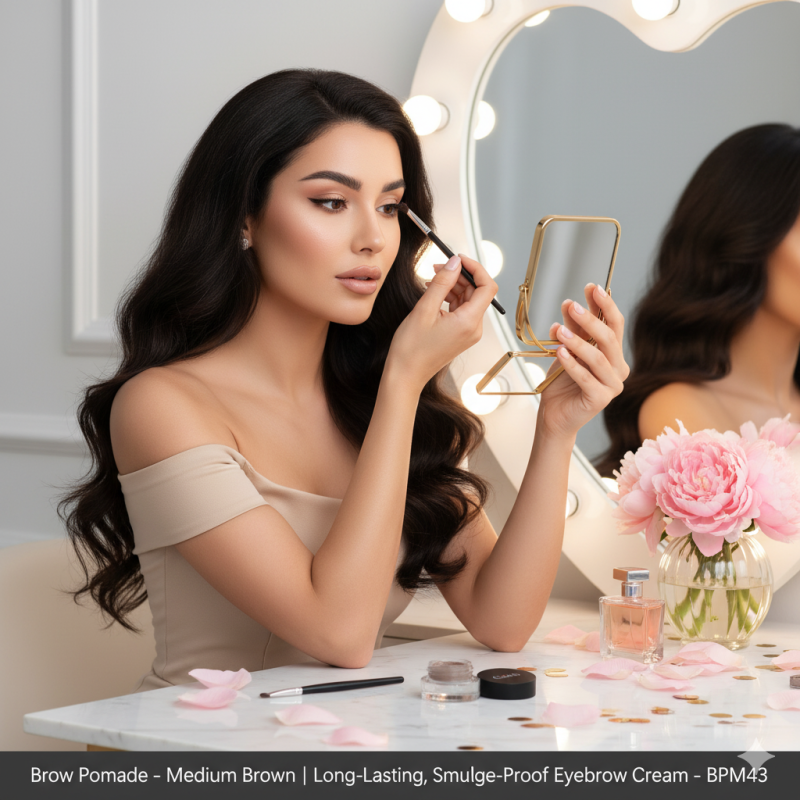 Brow Pomade – Medium Brown | Long-Lasting, Smudge-Proof Eyebrow Cream – BPM43