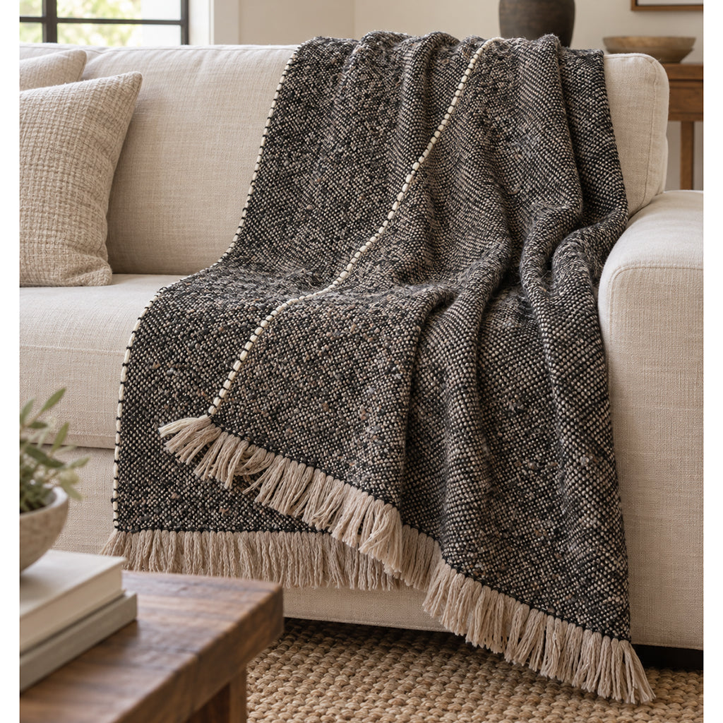 Chunky Chocolate Weave Alpaca Throw-1