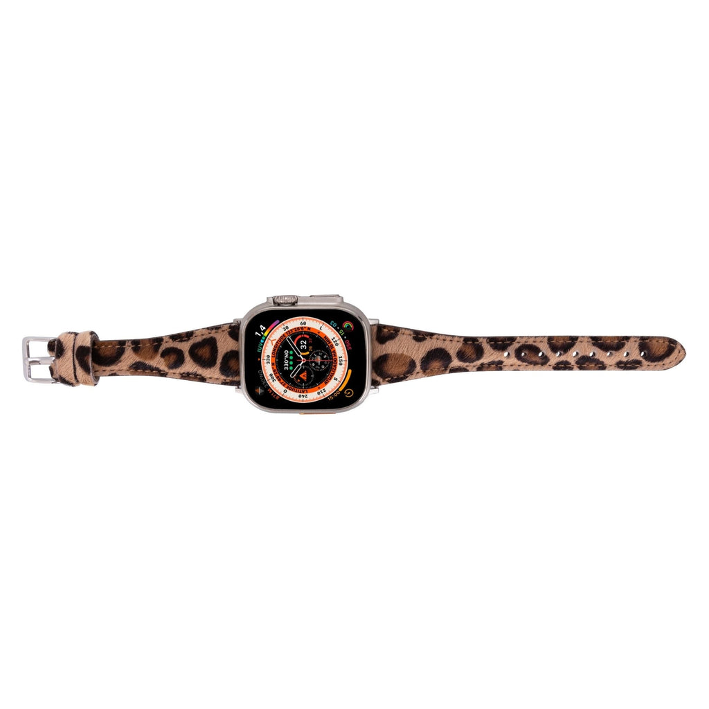 Buford slim genuine leather smartwatch band for Apple Watch showing premium finish and intricate stitching — view 3