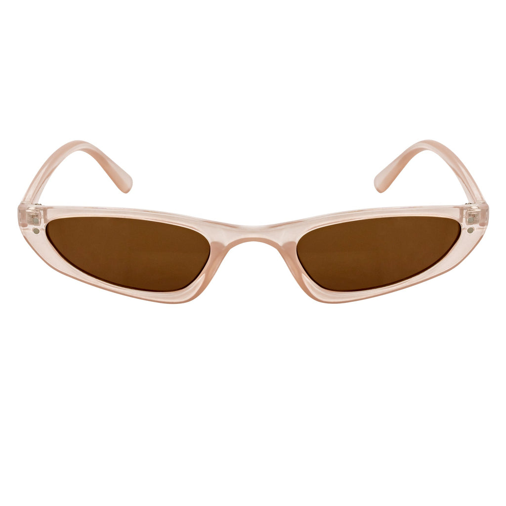 BURMESE - Small Hexagonal Cat Eye Sunglasses Clear Beige Brown-2