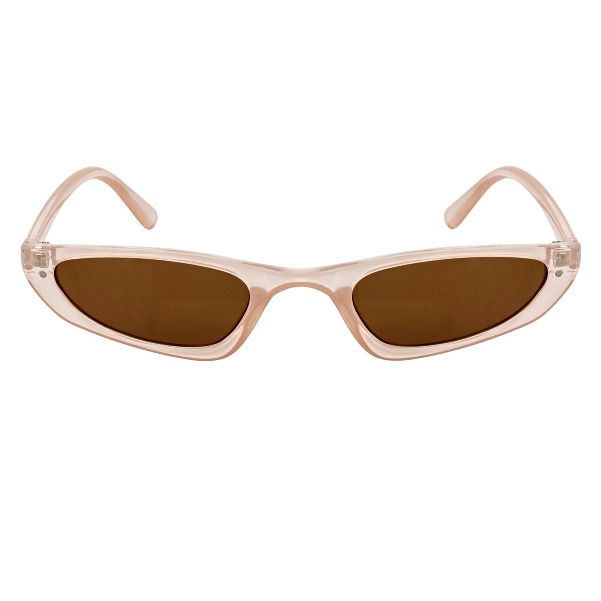 BURMESE - Small Hexagonal Cat Eye Sunglasses Clear Beige Brown-2