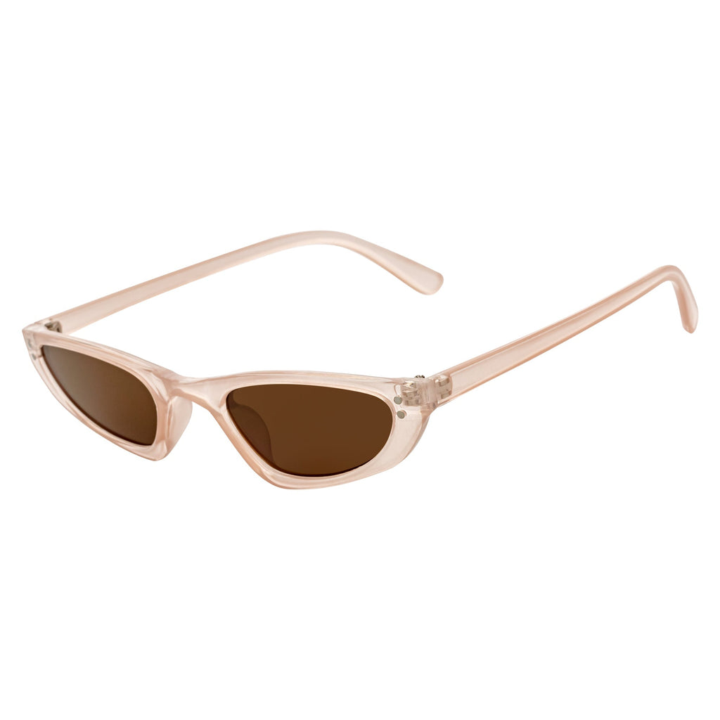 BURMESE - Small Hexagonal Cat Eye Sunglasses Clear Beige Brown-1