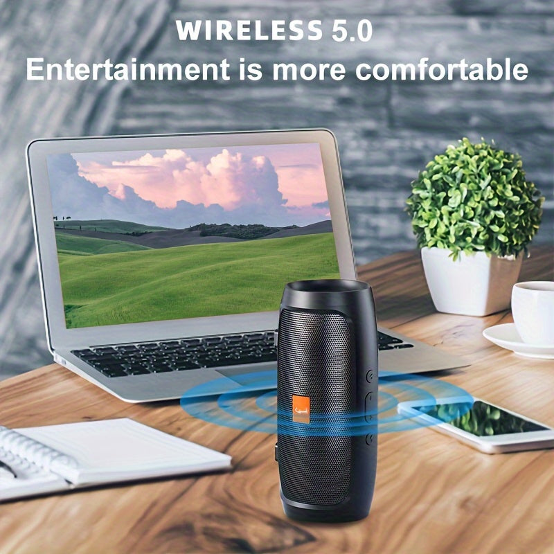 Black compact outdoor wireless bluetooth speaker with shockproof design — view 4