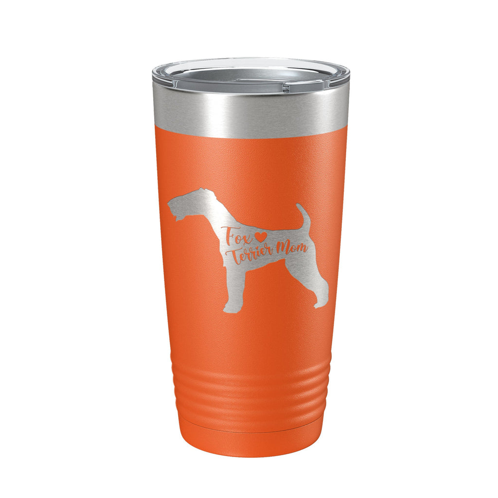 Fox Terrier mom 20oz insulated tumbler, laser engraved powder coated travel mug with clear lid — view 5