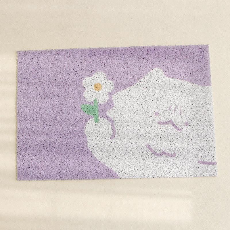 Floral cat litter mat with high elastic wire loop surface and eco friendly PVC backing — view 5