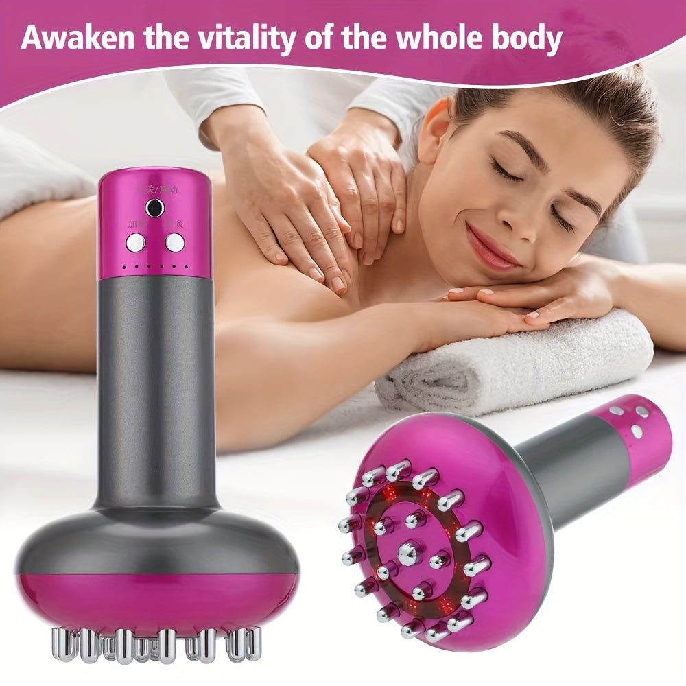Purple heated metal back massager handheld smart Gua Sha brush for deep tissue relief — view 5
