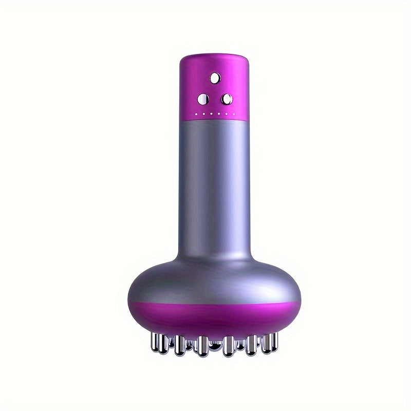 Purple heated metal back massager handheld smart Gua Sha brush for deep tissue relief