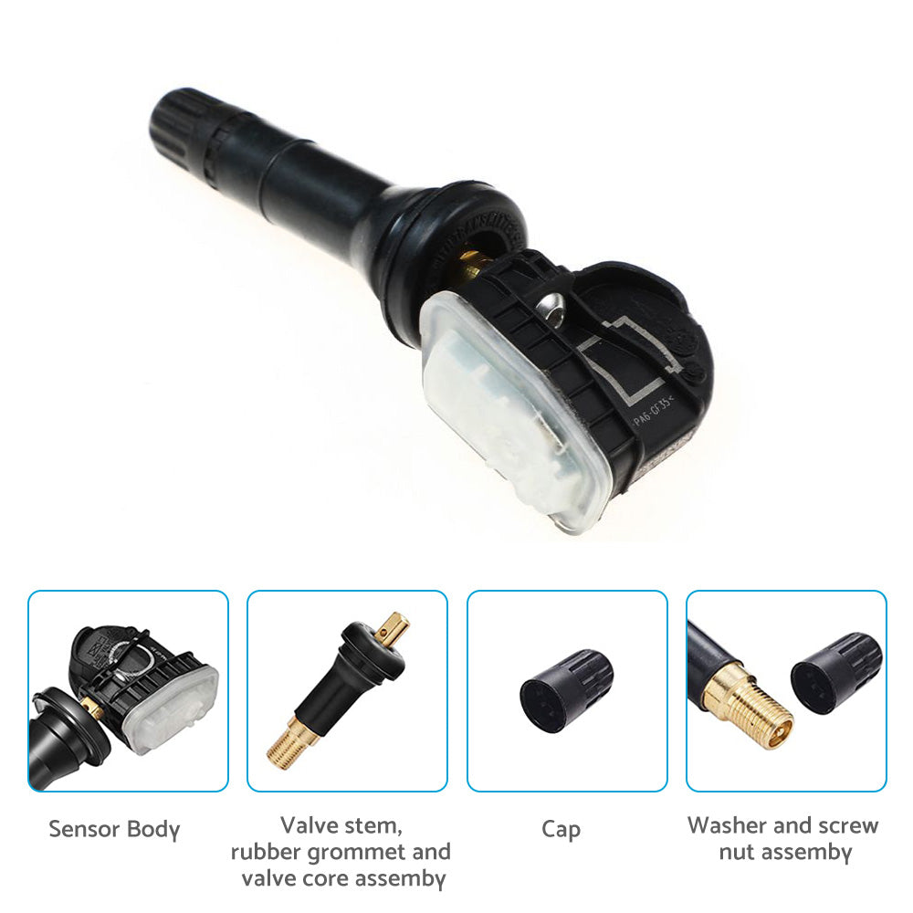 Set of four MAXCOOL tire pressure monitoring sensors for Ford vehicles on a white background — view 3
