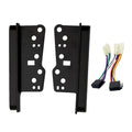 Black double din car stereo dash fascia kit with trim brackets and ISO wiring harness
