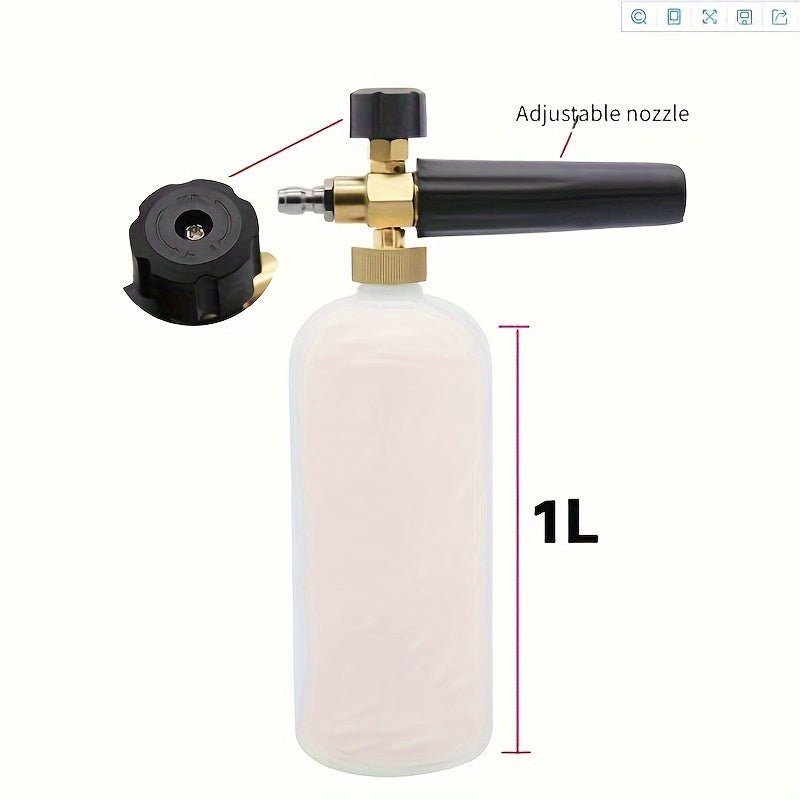 Adjustable heavy-duty foam cannon with metal components and one liter bottle for car washing — view 5