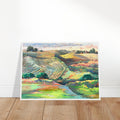"Golden Sunset Over Rolling Hills" Landscape | 20x28 inch Wooden Framed Art Print | Original Artwork by American Artist Barbara Cleary-0