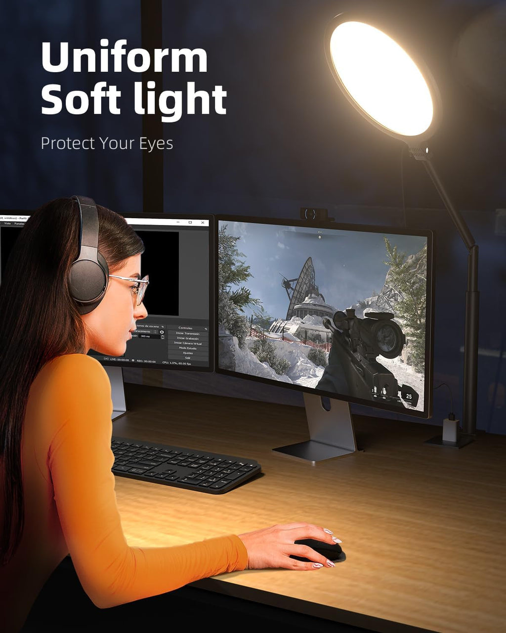 10.2 Inches Dimmable Ring Light With Adjustable Stand