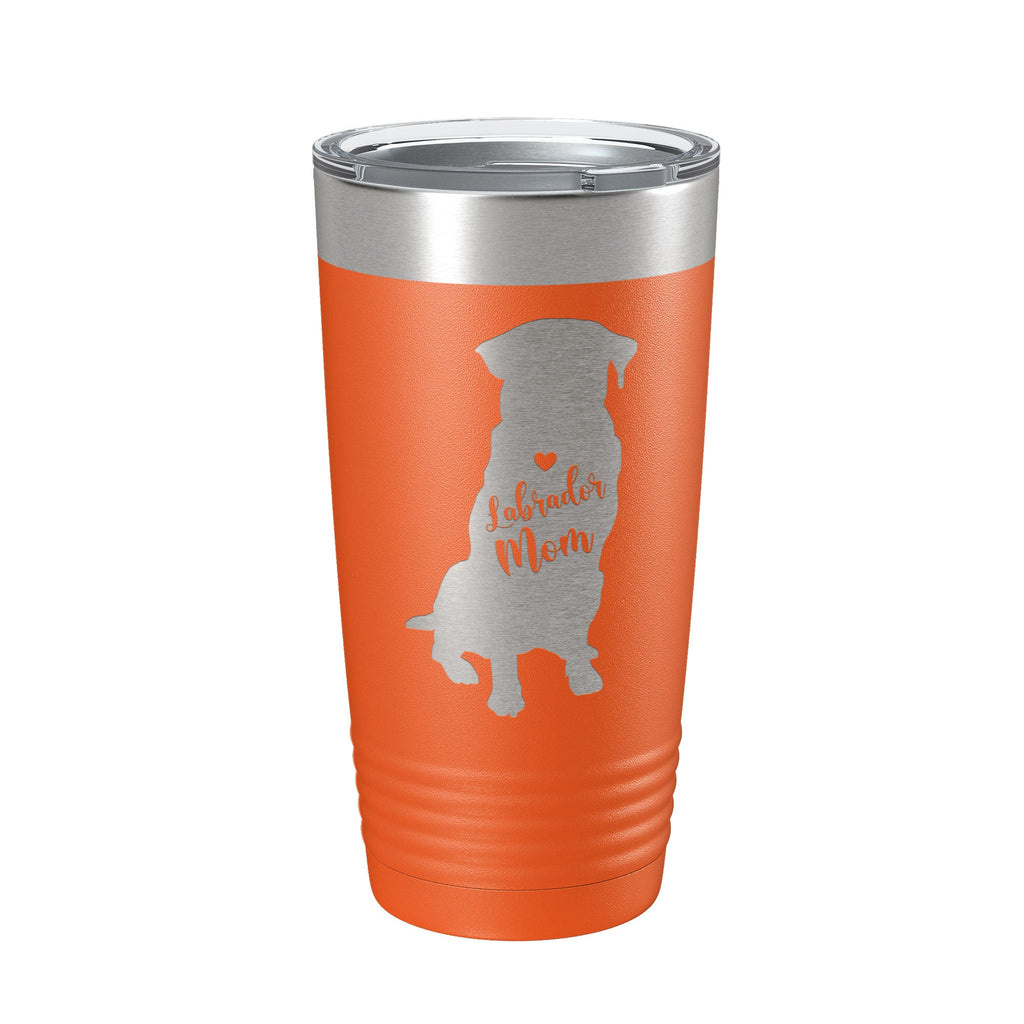 20oz laser-engraved Labrador Retriever dog mom insulated stainless steel travel tumbler with clear lid — view 5