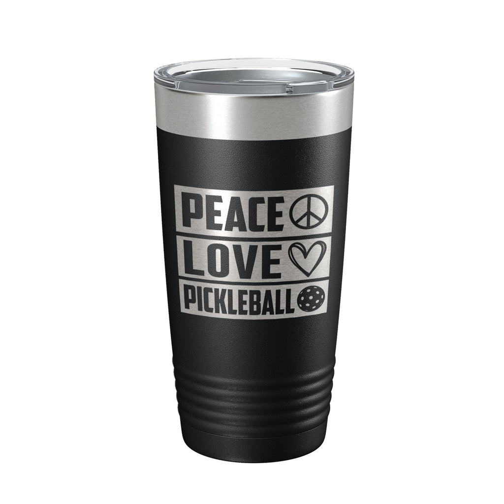 Peace Love Pickleball laser engraved 20 oz stainless steel travel tumbler with clear straw lid