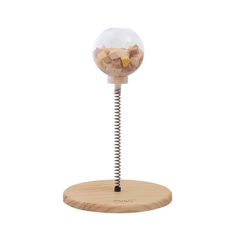 Interactive wooden and plastic cat treat dispenser puzzle ball toy for engaging indoor cats — view 2