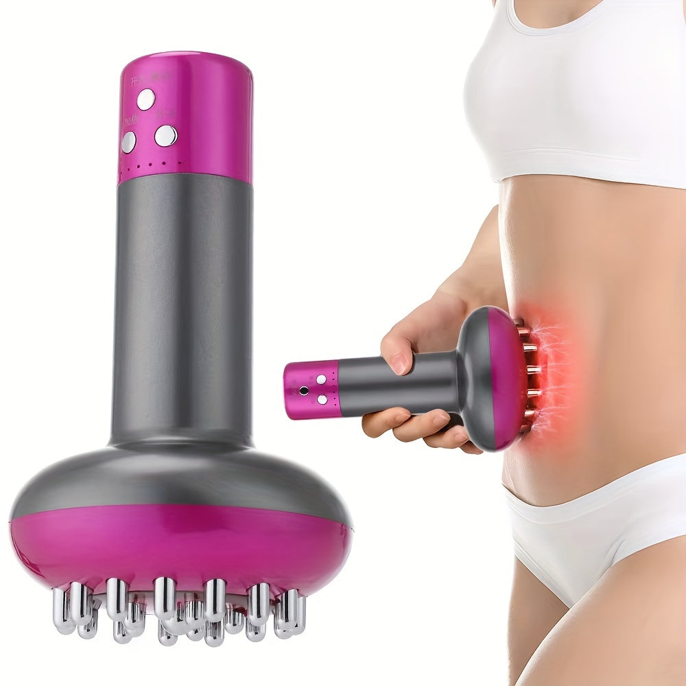 Purple heated metal back massager handheld smart Gua Sha brush for deep tissue relief — view 3