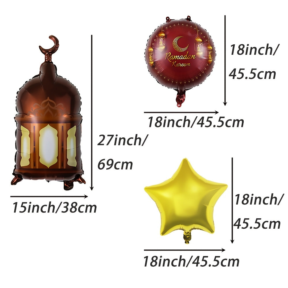 Five-piece Ramadan and Eid aluminum foil balloon set featuring moon, star, and lighthouse shapes. — view 5