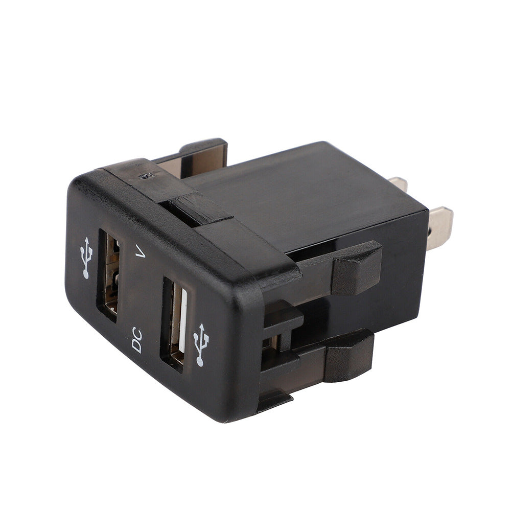 Dual USB car charger socket with blue LED voltmeter display for Toyota dashboards. — view 4