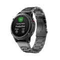 Black stainless steel replacement smartwatch band for Garmin devices with quick fit connector