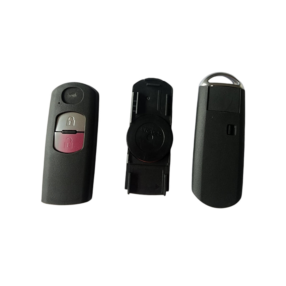 Two button smart remote key shell replacement for Mazda vehicles in durable black plastic housing — view 3