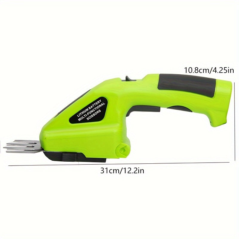 Cordless 2-in-1 grass shear and hedge trimmer in green with handheld USB rechargeable design — view 4