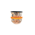Round 32oz glass food storage containers with airtight lids and festive Halloween themed designs
