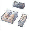 Washable nylon mesh bedroom closet organizer set with divided grids for underwear and socks