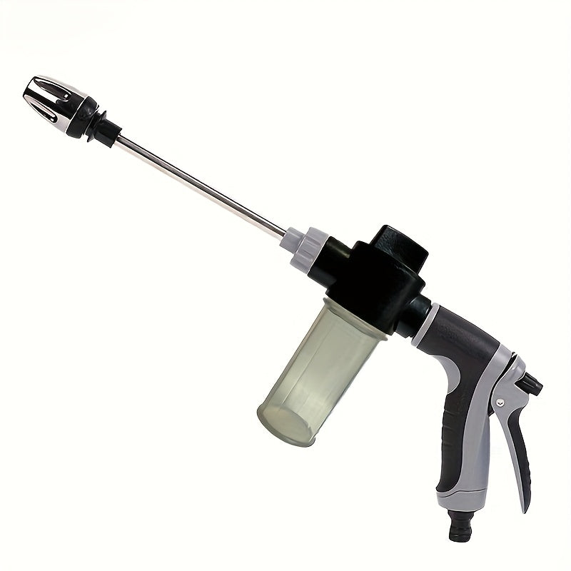 Portable high-pressure car wash spray gun in durable plastic with quick connect garden hose adapter
