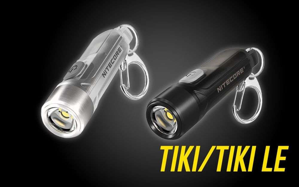 Compact Nitecore TIKI 300 lumen everyday carry keychain flashlight with multi-color LED and USB-C port