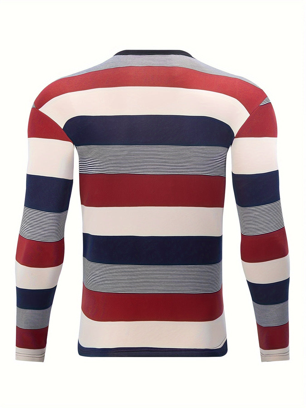 Men's thermal striped skiing fleece shirt in skinny fit stretch knit with crew neck design — view 3