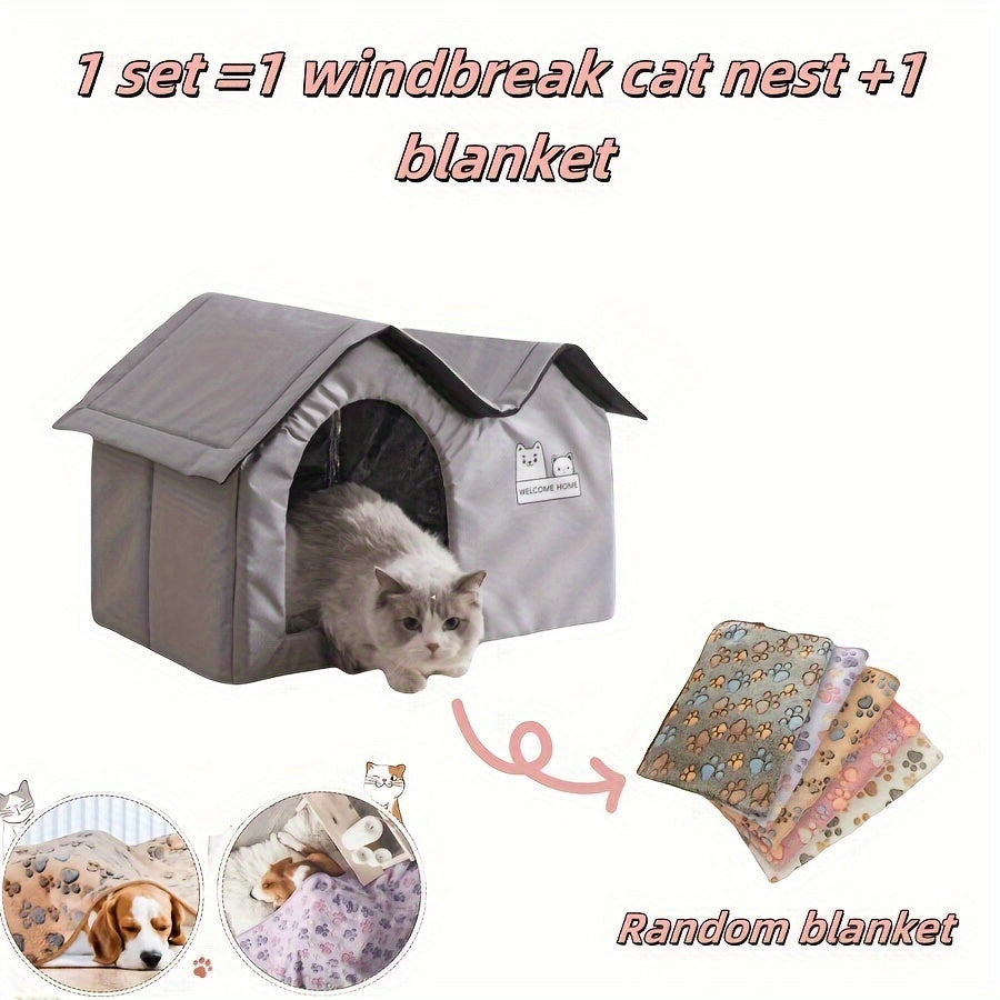 Modern light gray all-season cat and dog bed house featuring a soft removable cushion. — view 3