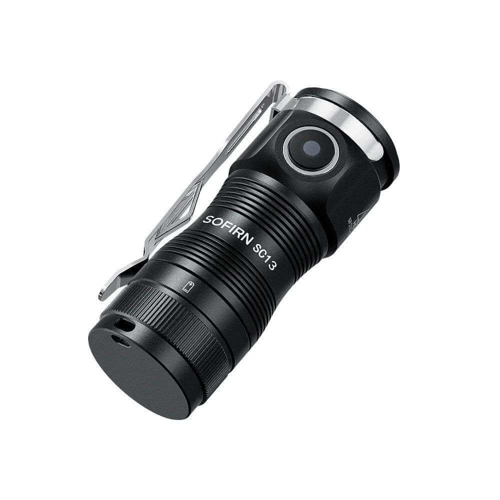 SC13 Mini EDC Flashlight in black aluminum alloy, compact size for everyday carry and keychain use — view 2
