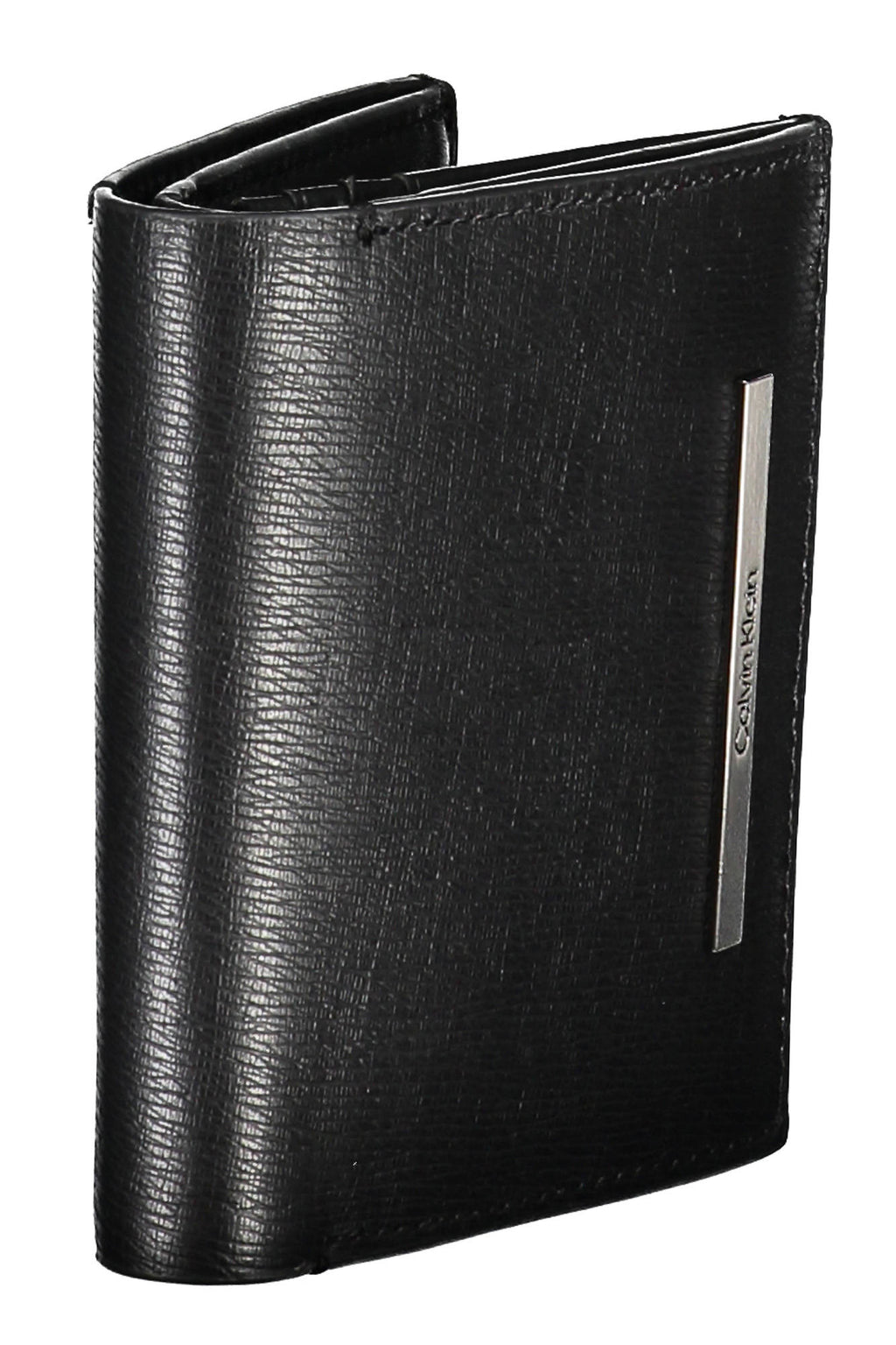 Black eco-leather men's wallet with RFID blocking, multiple card slots, and signature designer logo — view 2